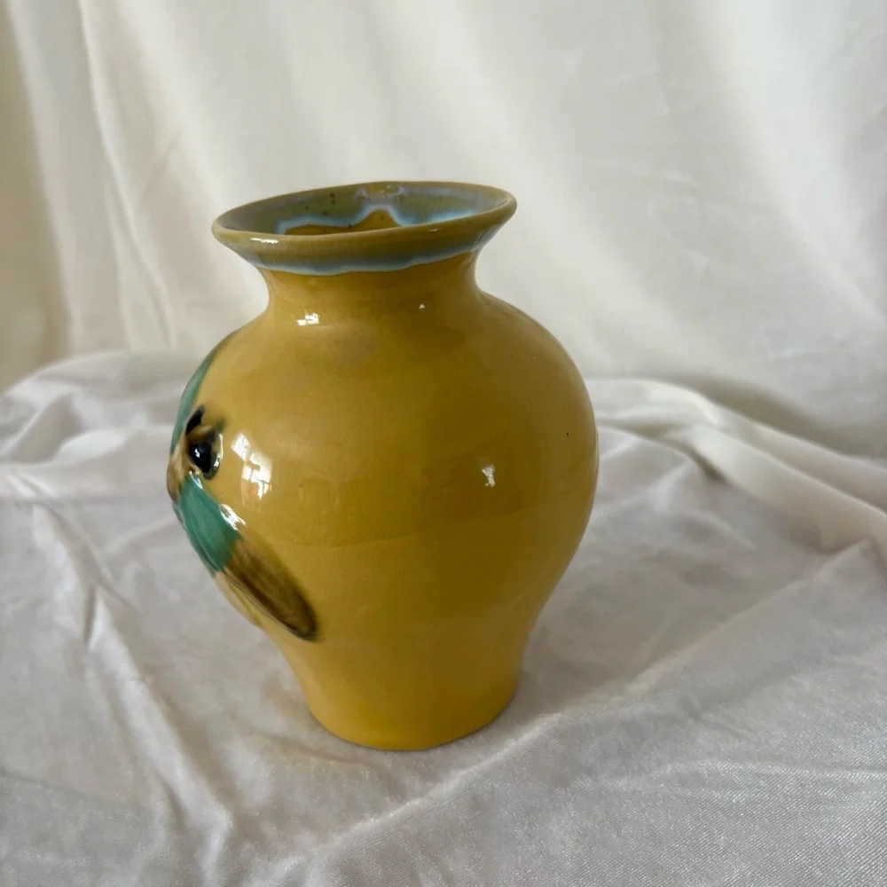 Vintage ceramic dragon fly vase home decor midcentury fairy 70s folk midcentury